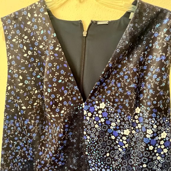 ELIE TAHARI Rosanna Blue Velvet Floral Sleeveless Summer Sheath Dress size 16 - Picture 13 of 13